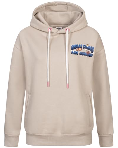 Sublevel Hoodie Sweater Kapuzenpullover Übergangs Kapuzen Sweatshirt Backprint mit Motive, Farbe:20N-Light BEIGE, Größe:L (40) von Sublevel