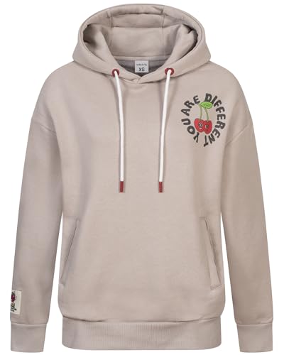 Sublevel Hoodie Sweater Kapuzenpullover Übergangs Kapuzen Sweatshirt Backprint mit Motive, Farbe:20O-BEIGE, Größe:M (38) von Sublevel