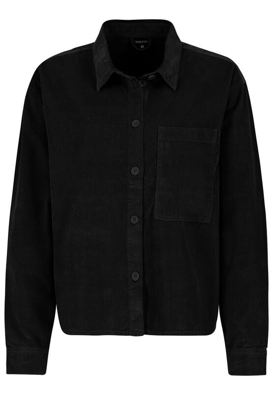 Sublevel Langarmhemd - CORDUROY OVERSIZED BLOUSE - XS bis XL - für Damen - Größe S - schwarz von Sublevel