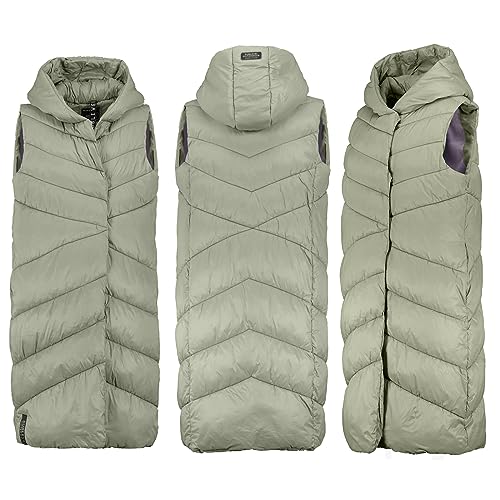 Sublevel Lange Stepp weste Kapuze Übergangs Herbst Winter Windbreaker Long Vest, Farbe:Olive, Größe:M 38 von Sublevel