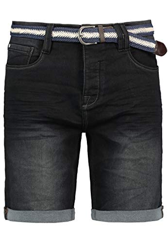 Sublevel Modische Jeans Bermudas mit geflochtenem Gürtel und umgeschlagenem Saum, Farben:Schwarz, Größe:30W von Sublevel