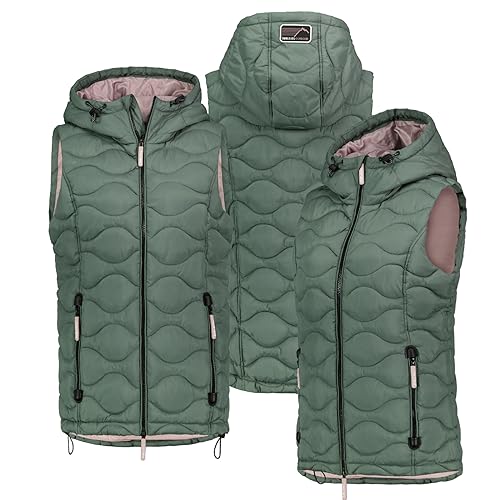 Sublevel Stepp weste Kapuze Übergangs Herbst Winter Windbreaker Steppweste, Farbe:Grün, Größe:S 36 von Sublevel