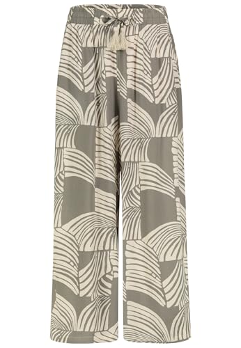 Sublevel Weite Palazzo Sommerhose mit Muster und elastischem Bund, Farben:Grün-2, Größe:S von Sublevel