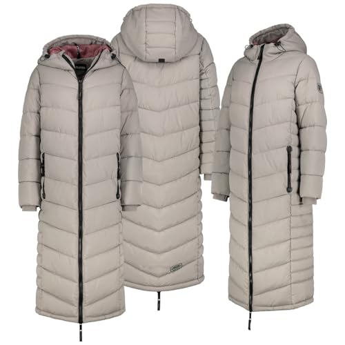 Sublevel Winter Jacke Parka Steppjacke Steppmantel Wintermantel Lange Mantel Extra lang 126 cm, Farbe:Beige, Größe:XL (42) von Sublevel