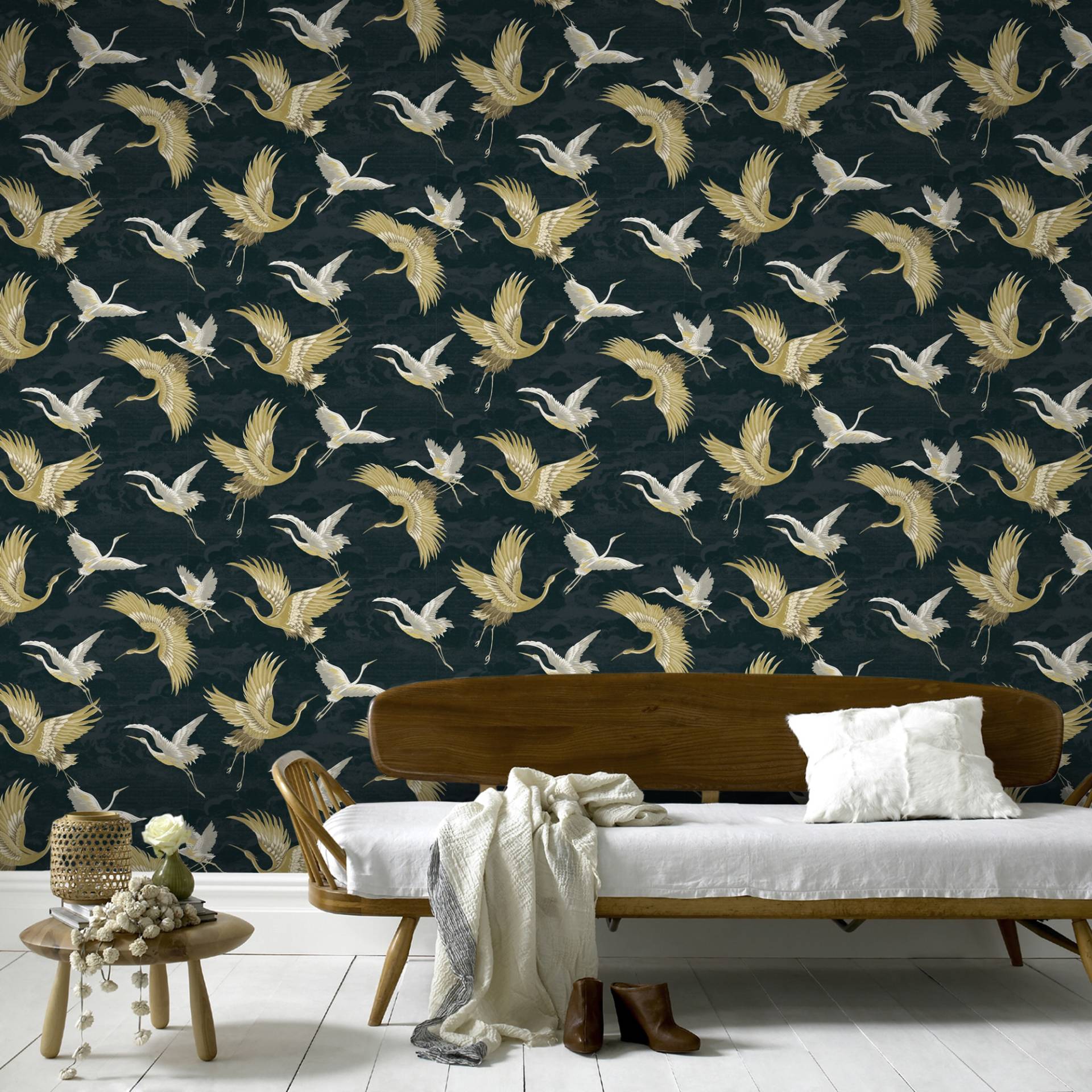 Sublime Vliestapete "KRAN PETROL" animal print geprägt Design Tapeten von Sublime