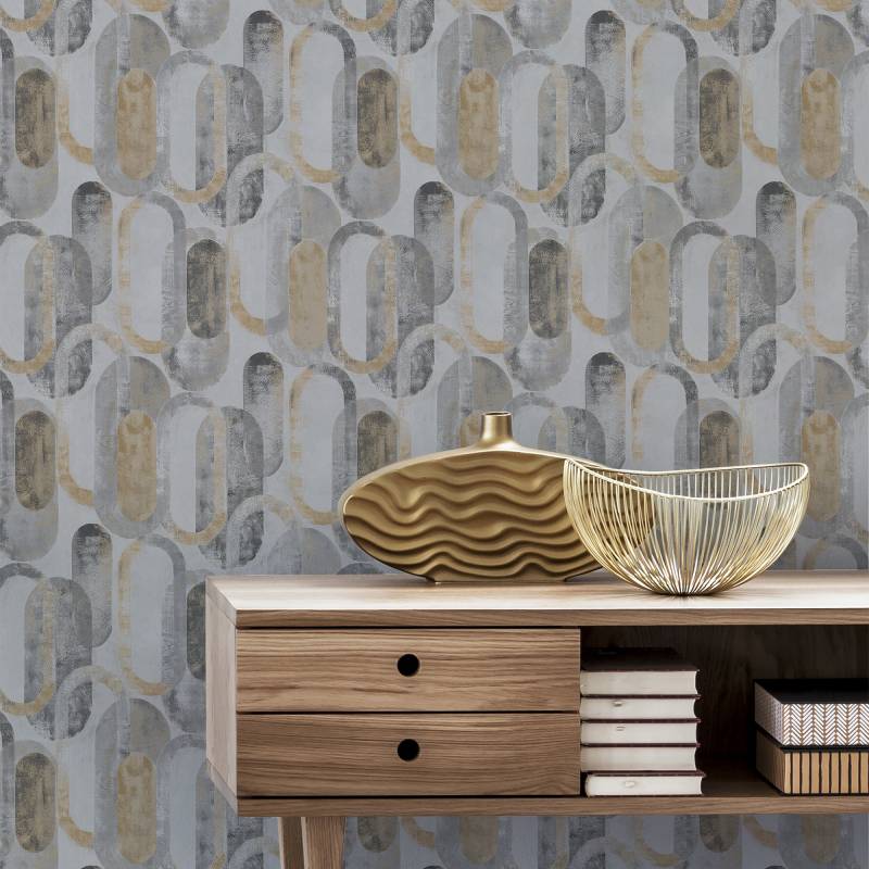 Sublime Vliestapete "OVAL SHAPES GOLD" organisch geprägt Design Tapeten von Sublime