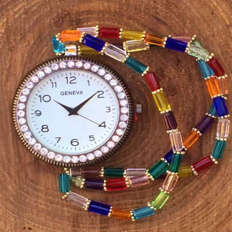 Lebhafte Farbperlenuhr, Rechteckperlen, Große Geschenkideen, Paar Mit Passendem Bracelet/Necklace/Ohrringe Lebhafte Farbperlenuhr, Rechteckperlen, Große Geschenkideen, Paar Mit Passendem Bracelet/Necklace/Ohrringe von SublimeInspirations