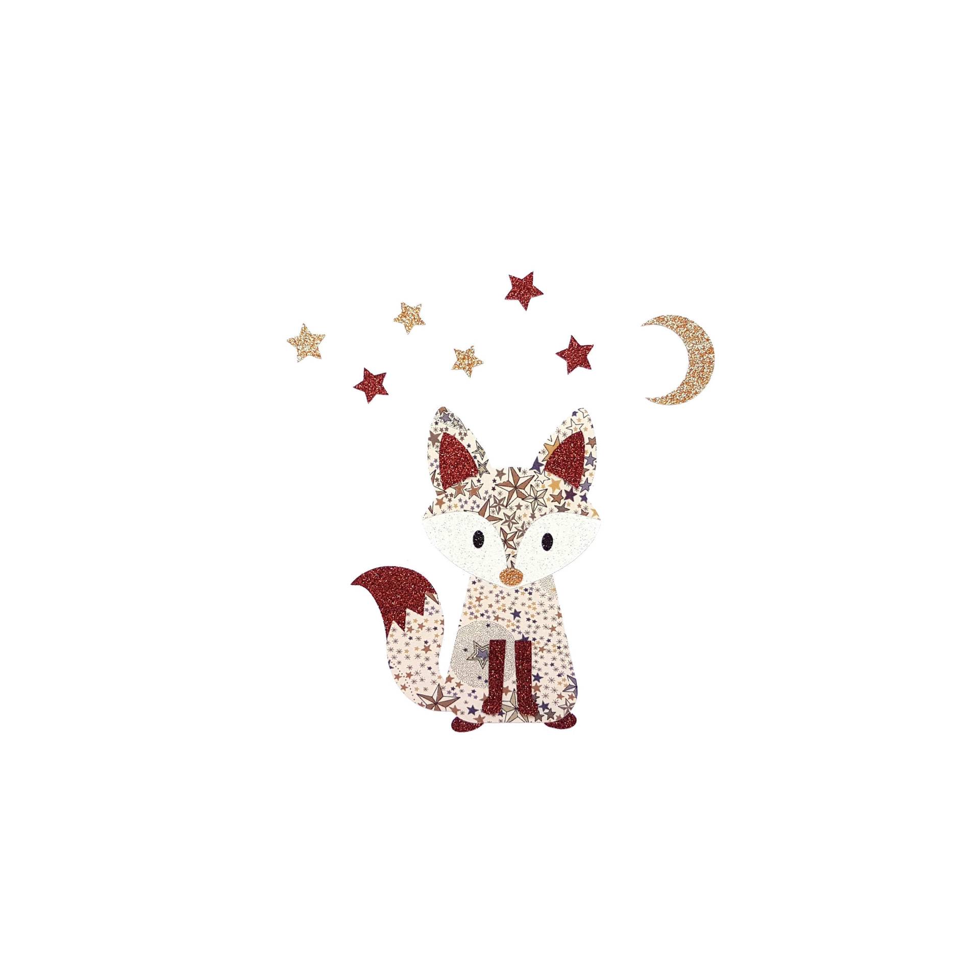 Aufbügelbarer Fuchs-Patch Aus Liberty Und Glitzerndem Flex Zum Verzieren Von Kleidung, Taschen, Kissen... Für Kinder - Oder Babyzimmer von SublimeLiberty