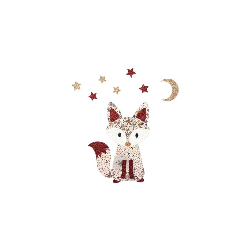 Aufbügelbarer Fuchs-Patch Aus Liberty Und Glitzerndem Flex Zum Verzieren Von Kleidung, Taschen, Kissen... Für Kinder - Oder Babyzimmer von SublimeLiberty