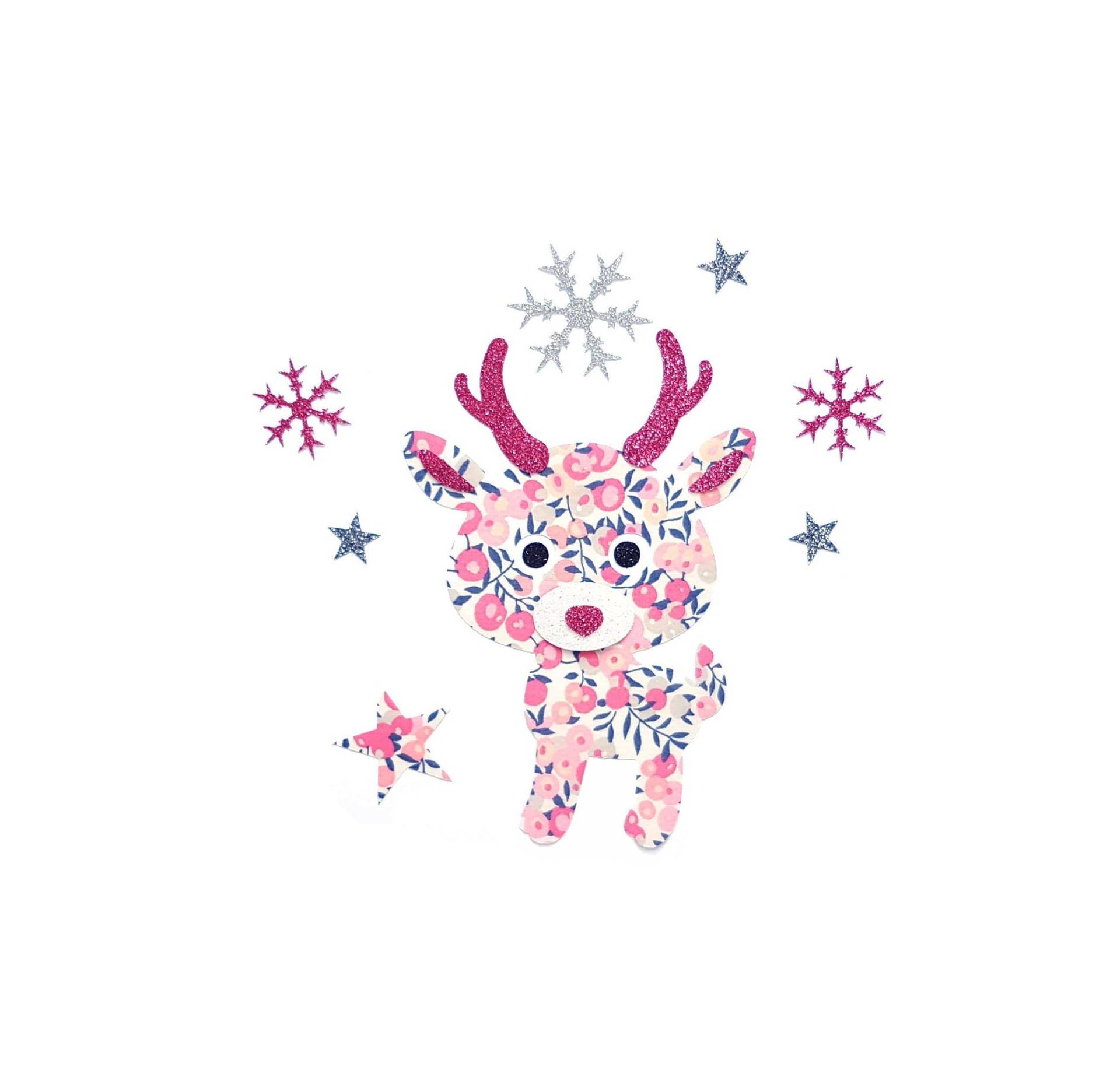 Niedlicher Aufnäher Mit Rentiermotiv Zum Aufbügeln Für Kinder, Liberty Wiltshire Rentier-Aufnäher Duftwicke, Geschenk Kinder von SublimeLiberty