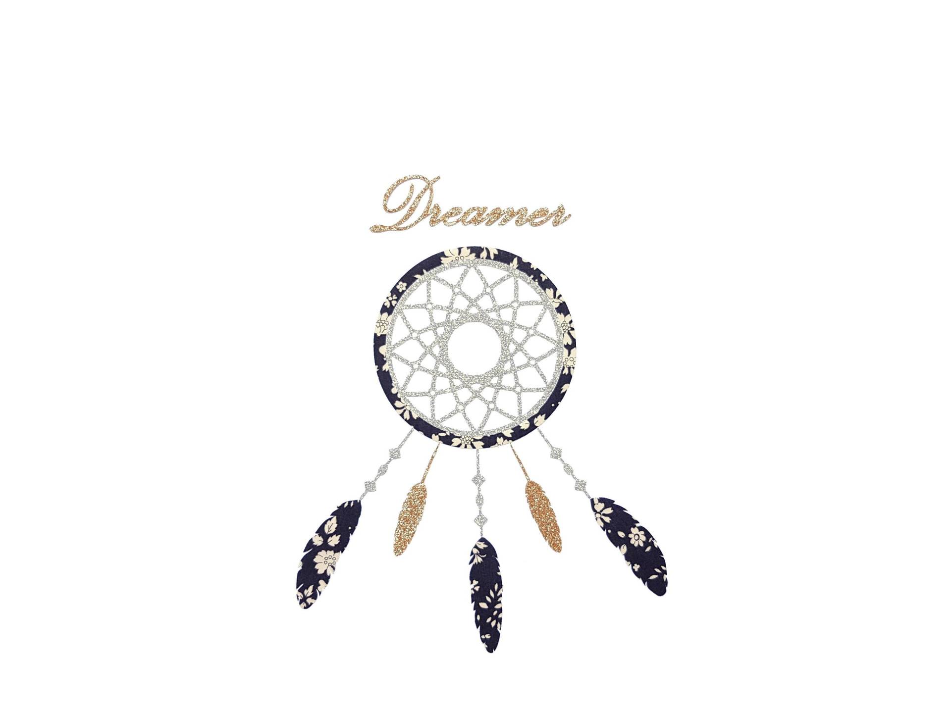 Traumfänger, Applikation, Thermokleber, Federn, Liberty, Lila, Glitzer, Türkis, Dekoration, Kleidung, Tasche von SublimeLiberty