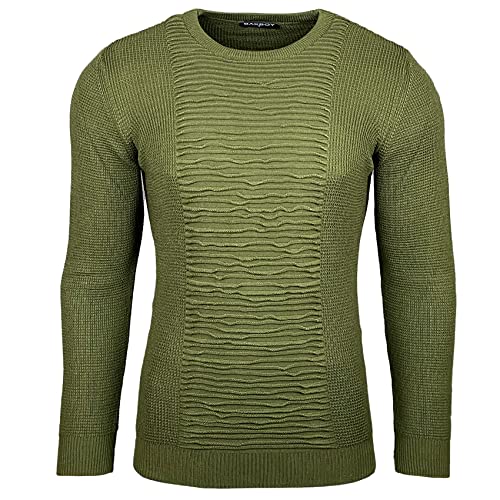 Subliminal Mode - Herren-Pullover, Rundhalsausschnitt, schick und modisch, Strick, Winter, aus Mesh, Geschenkidee BX1881, grün, XX-Large von Subliminal Mode