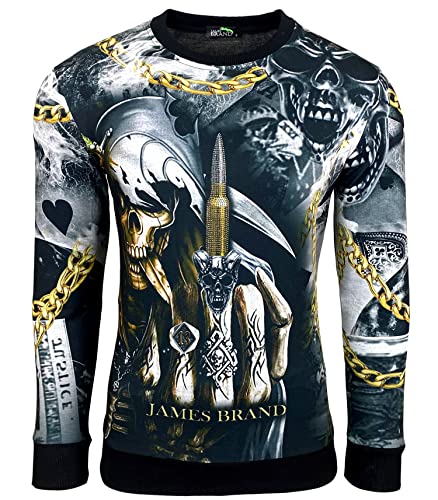 Subliminal Mode - Herren Pullover Sweatshirt Langarm bedruckt mit Strass BX201 901 Schwarz XL, Modell 901, XL von Subliminal Mode