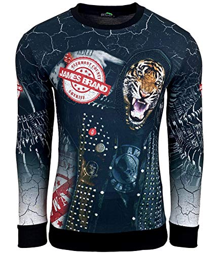 Subliminal Mode - Herren Pullover Sweatshirt Langarm bedruckt mit Strass BX201 906 Schwarz XXL, Modell 906, XXL von Subliminal Mode