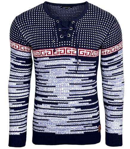 Subliminal Mode Herren-Pullover mit V-Ausschnitt, Strick, Winterpullover BX52156, marine, X-Large von Subliminal Mode