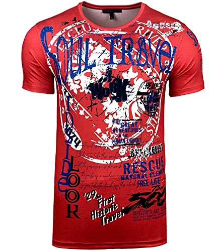 Subliminal Mode Herren-T-Shirt, bedruckt, Rundhalsausschnitt, BX117, rot, XXL von Subliminal Mode