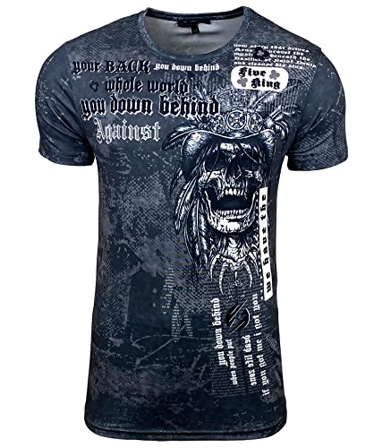 Subliminal Mode Herren-T-Shirt, bedruckt, Totenkopf, Rundhalsausschnitt, BX105 BX105, dunkelgrau, S von Subliminal Mode