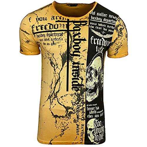 Subliminal Mode Herren-T-Shirt, gewaschen, Vintage, V-Ausschnitt, bedruckt, Never Give Up, mit kurzen Ärmeln, erhältlich in Weiß, Grau, Orange und Grün, Größe S bis XXL, tolle Geschenkidee für von Subliminal Mode