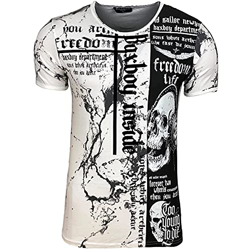 Subliminal Mode Herren-T-Shirt, gewaschen, Vintage, V-Ausschnitt, bedruckt, Never Give Up, mit kurzen Ärmeln, erhältlich in Weiß, Grau, Orange und Grün, Größe S bis XXL, tolle Geschenkidee für von Subliminal Mode