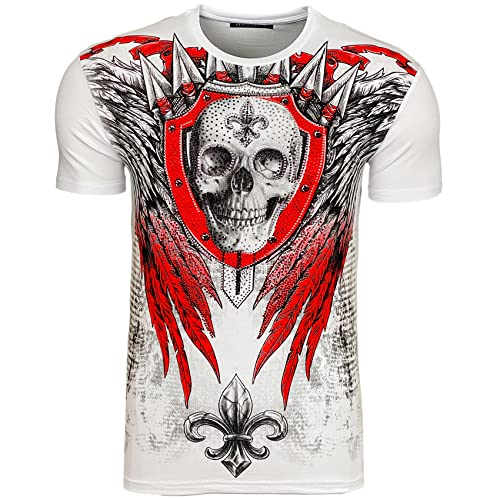 Subliminal Mode - Herren T-Shirt Totenkopf mit Strass BX100, 134 weiß, M von Subliminal Mode