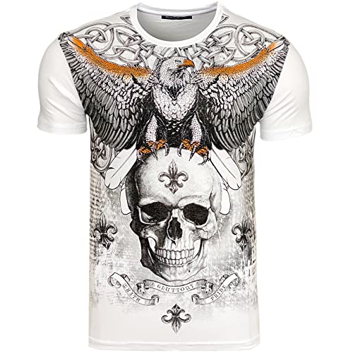 Subliminal Mode - Herren-T-Shirt Totenkopf mit Strass BX100, 135 weiß, L von Subliminal Mode