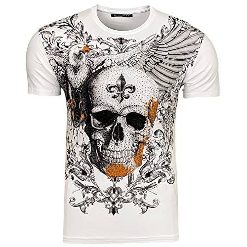 Subliminal Mode - Herren-T-Shirt Totenkopf mit Strass BX100, 138 weiß, L von Subliminal Mode