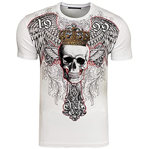 Subliminal Mode - Herren T-Shirt Totenkopf mit Strass BX100, 148 weiß, XL von Subliminal Mode