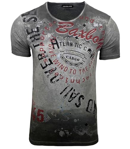 Subliminal Mode HerrenTShirt Vintage Rundhalsausschnitt mit kurzen Ärmeln erhältlich in Beige Grau Blau Gelb und Grün Größe S bis XXL tolle Geschenkidee für Weihnachten Valentinstag Gr. L grau von Subliminal Mode