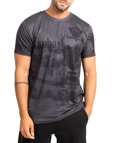 Subliminal Mode HerrenTShirt Vintage Rundhalsausschnitt mit kurzen Ärmeln erhältlich in weiß grau blau und grün Größe S bis XXL tolle Geschenkidee für Weihnachten Valentinstag Gr. M dunkelgrau von Subliminal Mode