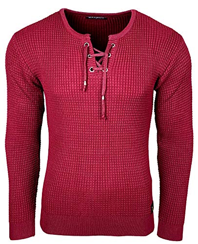 Subliminal Mode - Herrenpullover, abgerundeter Kragen, mit Kordelzug, schick, modisch, Strick, Winter, aus China-Mesh, Geschenkidee Weihnachten BX52132, bordeaux, XX-Large von Subliminal Mode