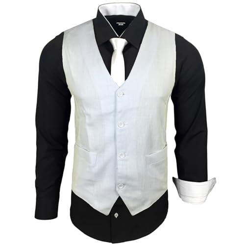Subliminal Mode - Weste + Hemd + Krawatte Herren Kragen zweifarbig Uni Langarm Slim Fit Business bügelleicht RN33, Schwarz / Weiß, M Subliminal Mode - Weste + Hemd + Krawatte Herren Kragen zweifarbig Uni Langarm Slim Fit Business bügelleicht RN33, Schwarz / Weiß, M von Subliminal Mode