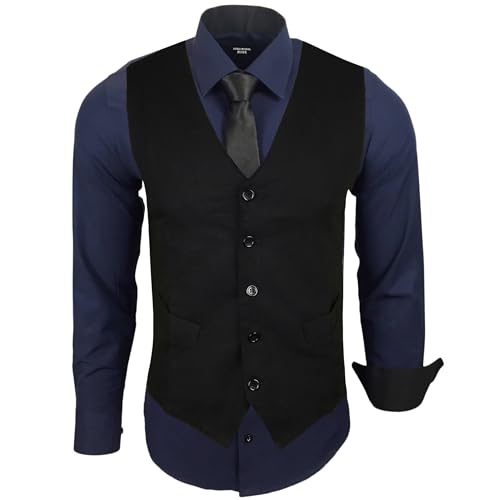 Subliminal Mode - Weste + Hemd + Krawatte Herren Kragen zweifarbig Uni Langarm Slim Fit Business bügelleicht RN33, marineblau, XL Subliminal Mode - Weste + Hemd + Krawatte Herren Kragen zweifarbig Uni Langarm Slim Fit Business bügelleicht RN33, marineblau, XL von Subliminal Mode