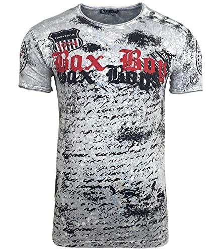 T-Shirt für Herren, Rundhalsausschnitt, kurzärmlig, Slim Fit, modisch, BX102, hellgrau, L von Subliminal Mode