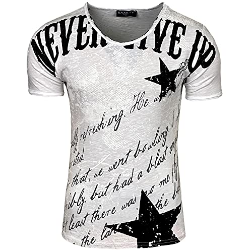 TShirt für Herren VintageDesign VAusschnitt bedruckt mit kurzen Ärmeln erhältlich in Weiß Grau Blau Orange und Grün Größe S bis XXL tolle Geschenkidee für Weihnachten Valentinstag weiß M von Subliminal Mode