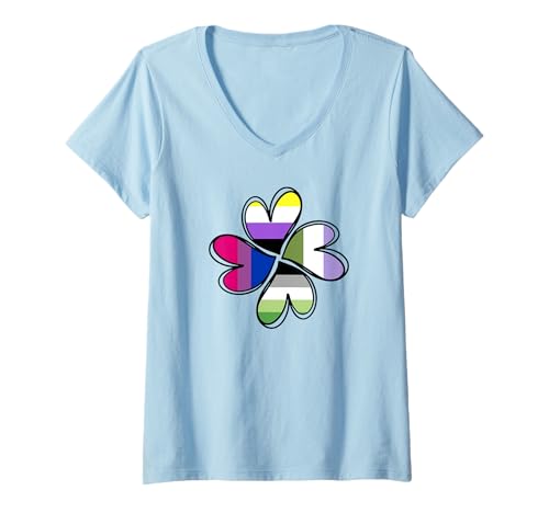 Damen Süße Herz-Flagge LGBT Nonbinary Bisexual Genderqueer, Pride T-Shirt mit V-Ausschnitt Damen Süße Herz-Flagge LGBT Nonbinary Bisexual Genderqueer, Pride T-Shirt mit V-Ausschnitt von Subtle LGBTQ Gay Pride Flag Designs