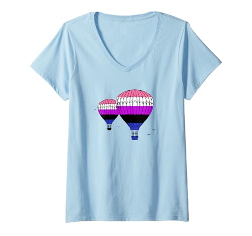 Damen Genderfluid Pride Heißluftballon LGBT Genderfluid Flagge T-Shirt mit V-Ausschnitt Damen Genderfluid Pride Heißluftballon LGBT Genderfluid Flagge T-Shirt mit V-Ausschnitt von Subtle LGBTQ Genderfluid Pride Flag Designs