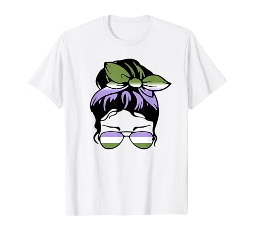 Genderqueer Pride Messy Bun LGBT Geschlecht Queer Flag Mama Mädchen T-Shirt Genderqueer Pride Messy Bun LGBT Geschlecht Queer Flag Mama Mädchen T-Shirt von Subtle LGBTQ Genderqueer Pride Designs