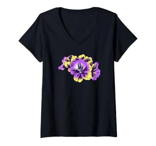 Damen Nonbinary Enby Pride LGBT Non Binary Floral Art T-Shirt mit V-Ausschnitt Damen Nonbinary Enby Pride LGBT Non Binary Floral Art T-Shirt mit V-Ausschnitt von Subtle LGBTQ NonBinary Pride Flag Designs