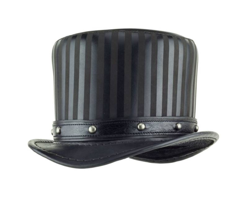 Leder-Zirkus Steampunk Hut "Baron" in Schwarz - Zirkus Tophat Couture Steampunk-Kostüm von Subverse