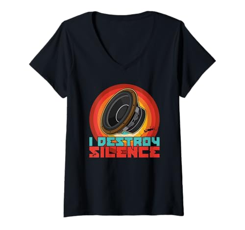 Damen Subwoofer Toningenieur Audio-Synthesizer Musik-Mixer T-Shirt mit V-Ausschnitt Damen Subwoofer Toningenieur Audio-Synthesizer Musik-Mixer T-Shirt mit V-Ausschnitt von Subwoofer Sound Engineer Music Designs