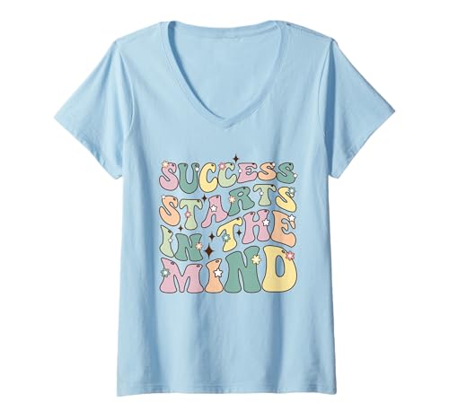 Damen Success Starts In The Mind Motivational Positivity Zitat T-Shirt mit V-Ausschnitt Damen Success Starts In The Mind Motivational Positivity Zitat T-Shirt mit V-Ausschnitt von Success Starts in the Mind for Achievers Apparel