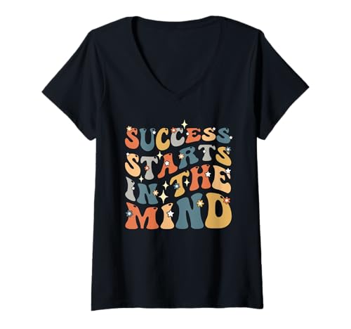 Damen Success Starts In The Mind Motivational Positivity Zitat T-Shirt mit V-Ausschnitt Damen Success Starts In The Mind Motivational Positivity Zitat T-Shirt mit V-Ausschnitt von Success Starts in the Mind for Achievers Apparel