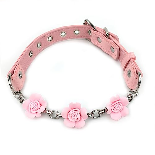 Succuba Handgefertigte Blume Choker Halsband Halskette Schleife Choker Halsband Halskette Lolita Schleife Kragen Katze Kitty Samt Halskette für Frauen und Männer (A) von Succuba