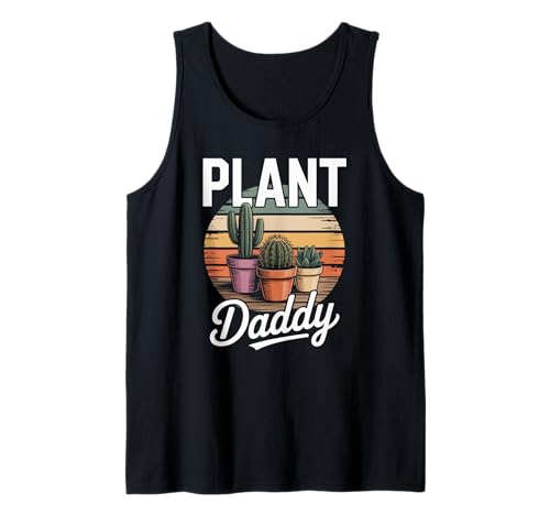 Lustiger Spruch Pflanze Daddy Retro Kaktus Zimmerpflanzen Damen Herren Tank Top von Succulent Dad Joke Botanical Lover Gardening
