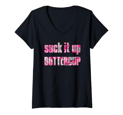 Damen „Suck it Up Buttercup“, Fitnessstudio, Muskeltraining T-Shirt mit V-Ausschnitt Damen „Suck it Up Buttercup“, Fitnessstudio, Muskeltraining T-Shirt mit V-Ausschnitt von Suck it Up Buttercup gym muscle FITNESS