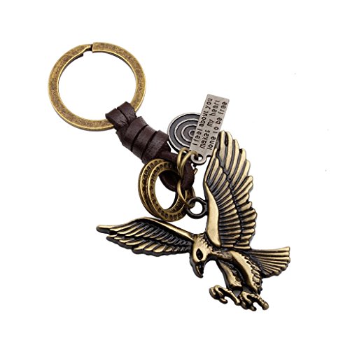 Sucolin Adler Schlüsselanhänger Leder Vintage Schlüsselanhänger Tier Anhänger aus Metall Bronze von Sucolin