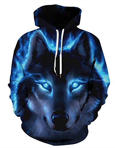 Sucor Damen Pullover Herren 3D Druck Kapuzenpullover Unisex Hoodie Langarm Drawstring Pullover Sweatshirt mit Tasche(L/XL,Planet Ocean) von Sucor