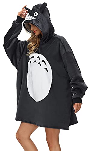 Sucor Deckenpullover Damen Herren Übergroße Decken Hoodie Einhorn 2 In 1 Sweatshirt Decke Und Kissen Tier Warme Tv-Sofa Decken Schlafanzug Cosplay Pyjamas (ed05, 1) von Sucor