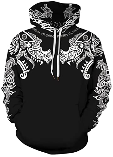 Sucor Herren Damen Kapuzenpullover Bunte Wolf Hoodie Leichte Pullover Sweatshirts Kapuzenpulli S-3XL(XXXL,White Paint) von Sucor