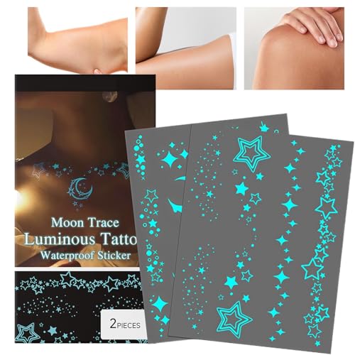 Sucritude Leuchtende Temporäre Aufkleber,Temporäre Glitzer Make-up Aufkleber für den Körper | Sanfte Kosmetik Pflaster Gesichtsdekoration für Schultern und Knöchel, Mädchen, Frauen, Bühnenauftritte von Sucritude